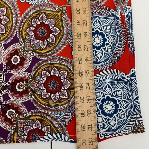 Chicos Printed Ruched-Sleeve Dress Womens 2 US 12 L Floral Ikat Jewel Neckline - Picture 10 of 10